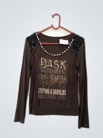 Unbranded Brown Graphic Long-Sleeve Top