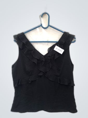 Black Ruffled Tank Top