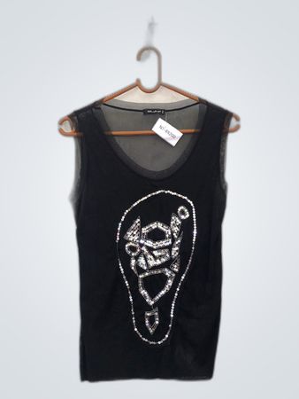 Shake Black Sequin Mesh Tank Top
