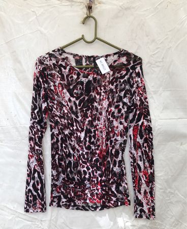 Unbranded Leopard Print Long Sleeve Mesh Top