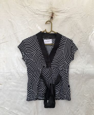 Evita Black Polka Dot Wrap Blouse