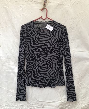 Unbranded Zebra Print Mesh Long Sleeve Top