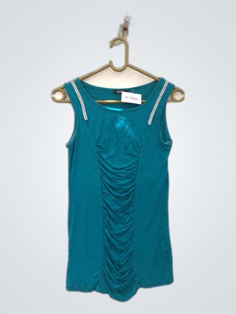 Berge Teal Rhinestone Tank Top