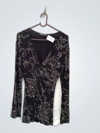 Cassisi Collection Black Paisley Long Sleeve Blouse