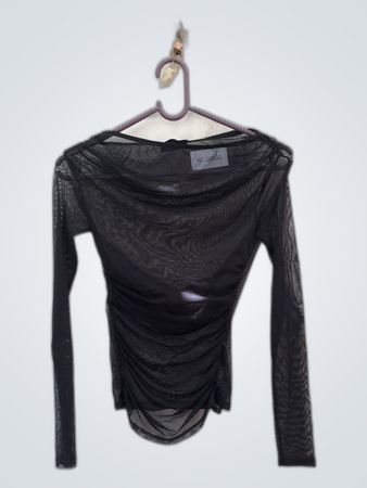 ASOS DESIGN Black Mesh Long Sleeve Top