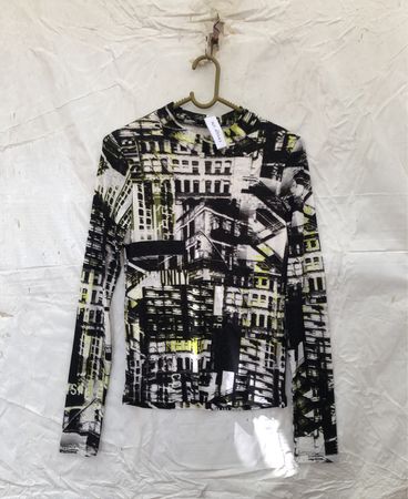 Unbranded Abstract Architectural Print Long Sleeve Mock Neck Top
