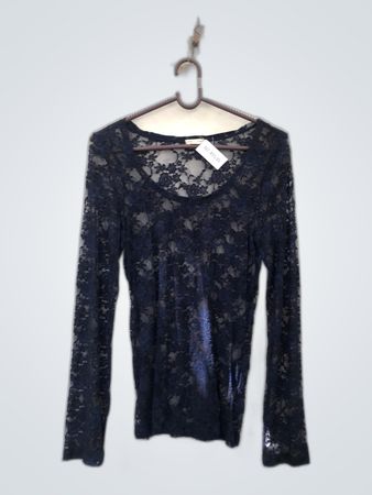 Teriana Outfitters Black Lace Long-Sleeve Top