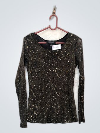 Hélène & Co Black Sequin Long Sleeve Top