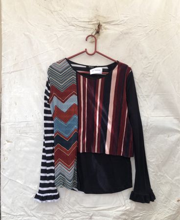 Desigual Patchwork Striped Long-Sleeve Blouse
