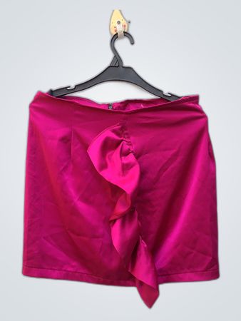 Faith Vintage Pink Satin Ruffle Mini Skirt