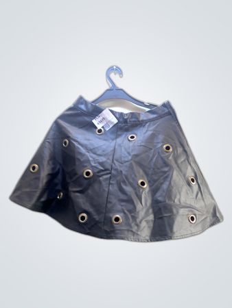 Black Leather Skirt with Grommets
