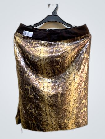 Metallic Snake Print Sequin Mini Skirt