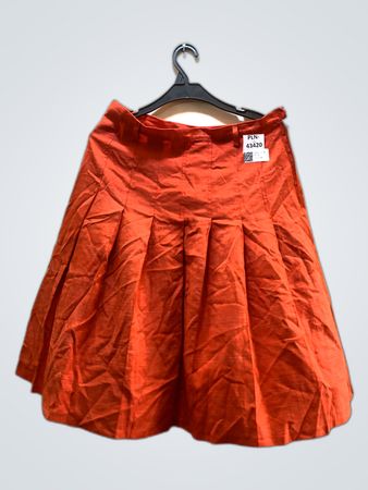 PLN Orange Pleated Satin Skirt
