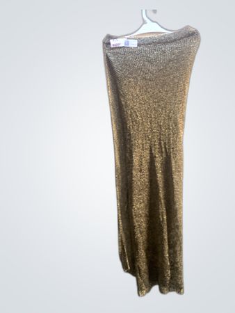 Metallic Gold Knit Maxi Skirt