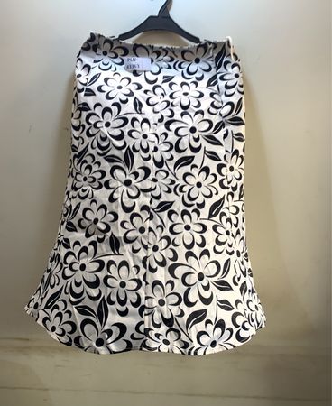 Black and White Floral Print Mini Skirt