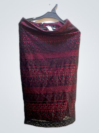 Avenue New York Black Red Lace Skirt