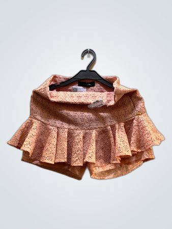Times Square Blush Lace Ruffled Mini Skirt