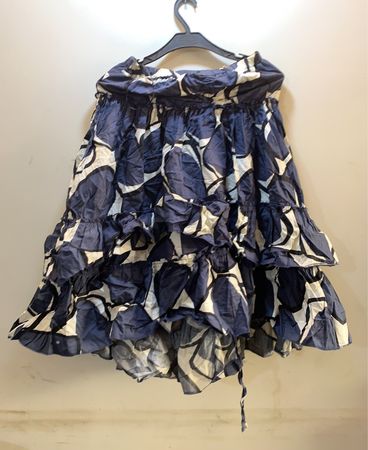 Unbranded Navy Abstract Print Ruffle Mini Skirt
