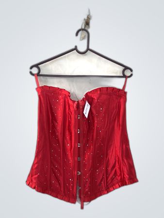 Unbranded Red Satin Rhinestone Corset Top
