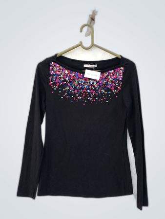 Mint & Berry Black Sequin Embellished Long Sleeve Top