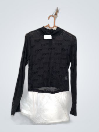 Project X Paris Black Logo-Heavy Mesh Long Sleeve Top