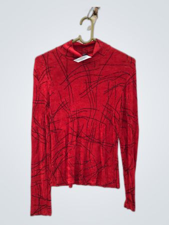 Red Long-Sleeve Shirt with Black Lines