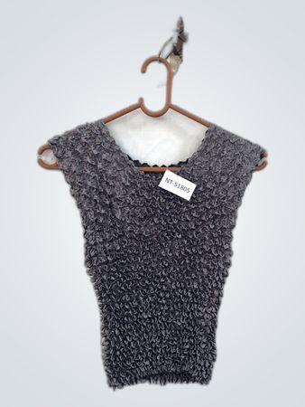 Unbranded Gray Crinkle Sleeveless Top