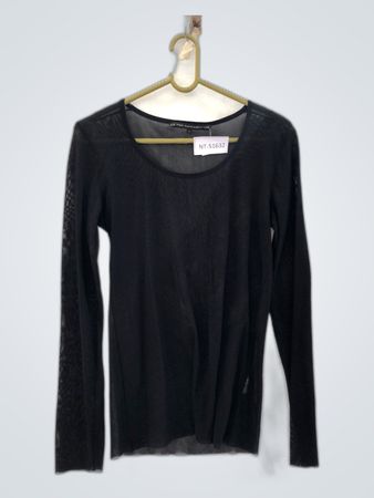 La Fée Maraboutée Black Mesh Long-Sleeve Top