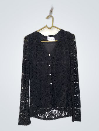 Unbranded Black Lace Long-Sleeve Blouse