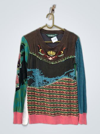Desigual Embroidered Knit Sweater