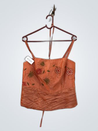 Glamour Embroidered Lace-Up Cami Top