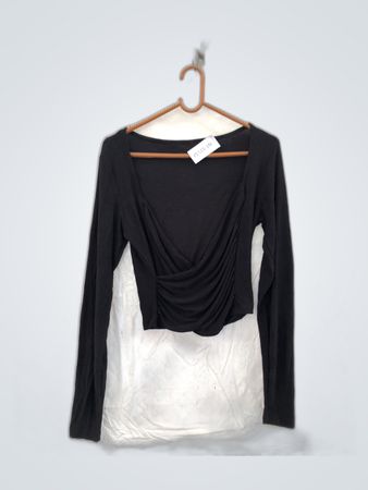 Unbranded Black Wrap Long Sleeve Top