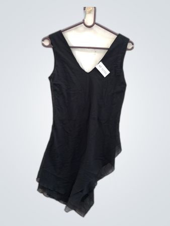 Unbranded Black Sleeveless V-Neck Chiffon Top