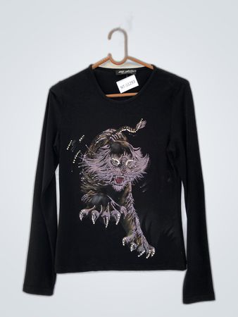 My Couture Black Tiger Graphic Long Sleeve Top