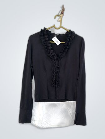 Kikiriki Black Ruffle Long Sleeve Blouse