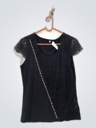 Black Lace Trim Top