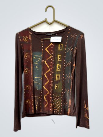 Daneva Abstract Printed Long-Sleeve Top