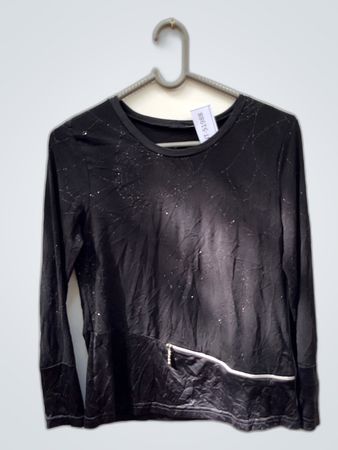 Unbranded Black Glitter Long-Sleeve Top
