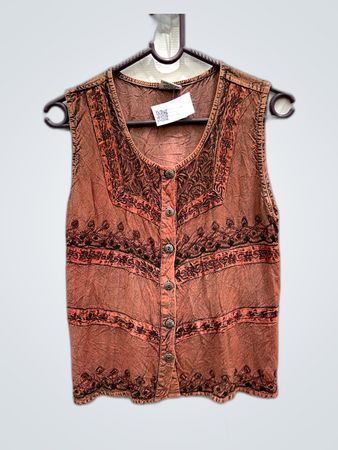 Brown Embroidered Vest