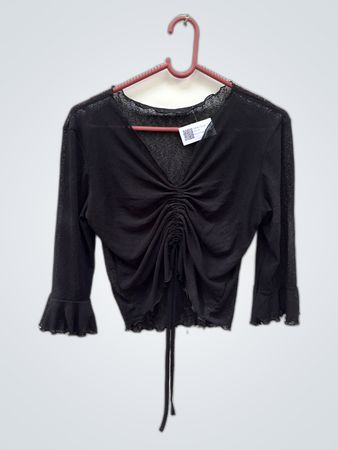 Unbranded Black Sheer Ruffle Sleeve Blouse