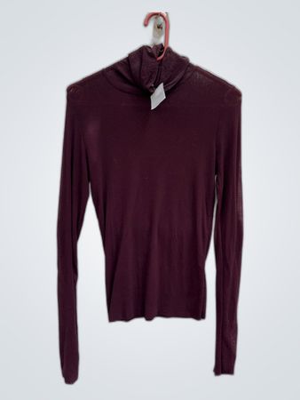 Unbranded Maroon Long-Sleeve Turtleneck Sweater