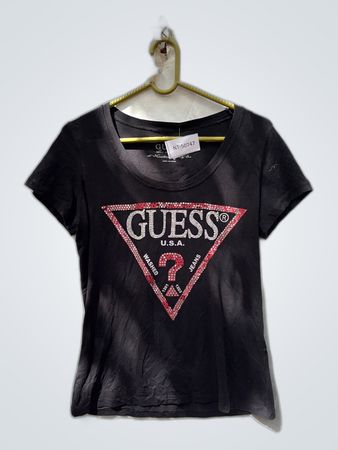 Guess Black Rhinestone Logo T-Shirt