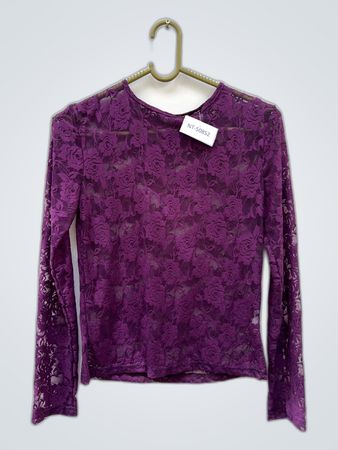 Unbranded Purple Floral Lace Long Sleeve Top