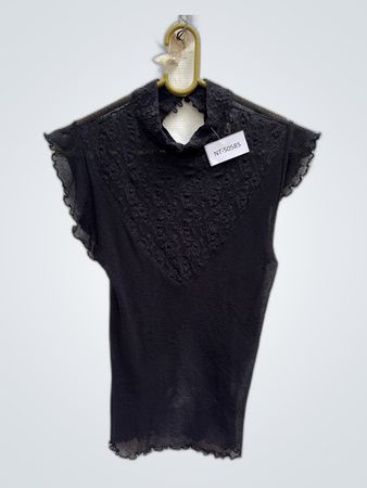 Unbranded Black Lace Ruffled Top