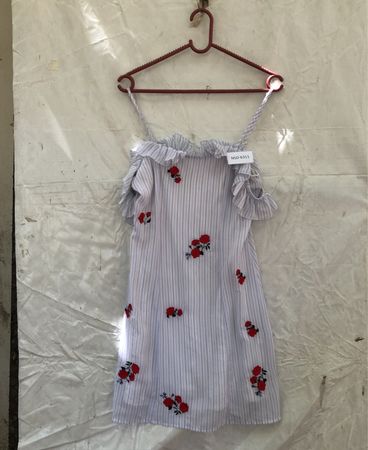 Women's Striped Ruffled Floral Dress