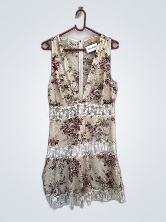 Floral Lace Dress with Beaded Trim