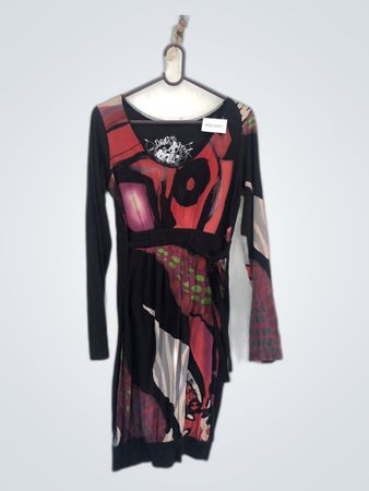 Abstract Print Long Sleeve Mini Dress