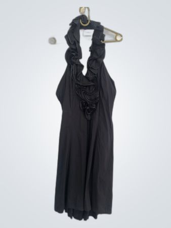 Black Ruffled Halter Dress