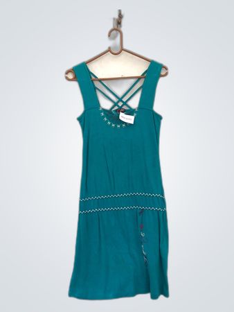 Teal Sleeveless Dress with Crisscross Back