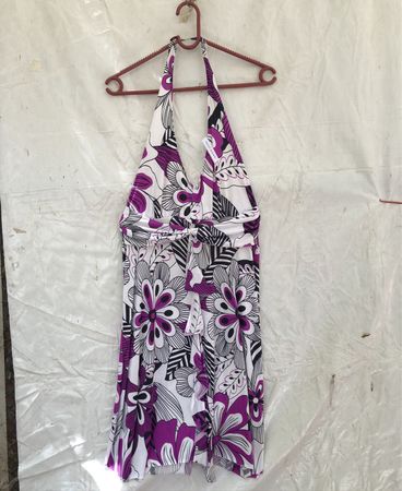 Purple Floral Halter Neck Dress
